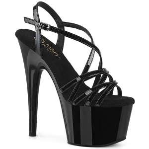 Black 18 cm ADORE-713 pleaser womens stiletto heel sandals