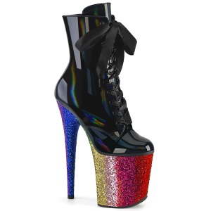 Black glitter 20 cm FLAMINGO-1020HG Exotic pole dance ankle boots