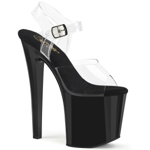 Black transparent 19 cm ENCHANT-7082 Platform High Heels Shoes