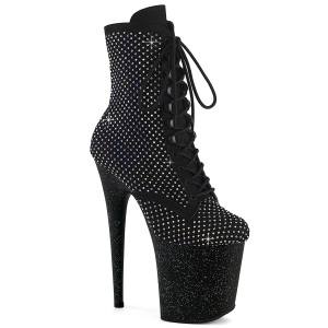 FLAMINGO-1020RM 20 cm pleaser high heels ankle boots strass black