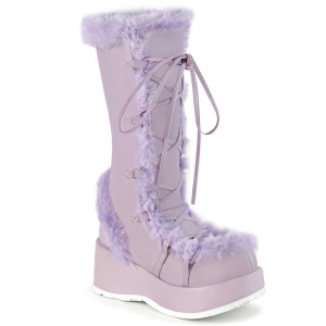 Faux Fur Trim 7 cm CUBBY-311 lolita alternative womens boots platform in lavender