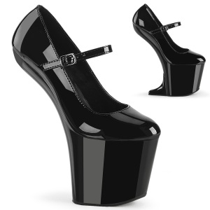 Patent 20 cm CRAZE-880 Heelless platform pony pumps black