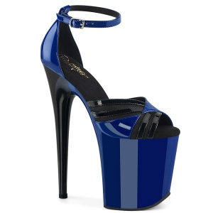 Patent 20 cm FLAMINGO-884 blue pleaser shoes with high heels