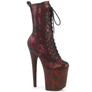 Red snake pattern 20 cm 1040SPF Exotic pole dance ankle boots