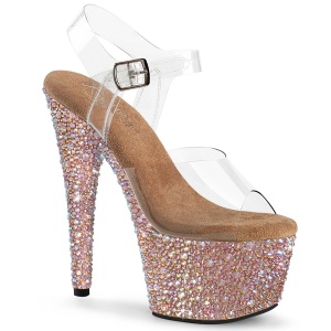 Rose gold 18 cm BEJEWELED-708MS Pole dance high heels shoes rhinestones platform