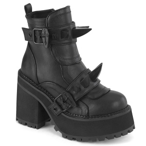 Vegan 12 cm ASSAULT-72 alternative womens boots cleated platform in black