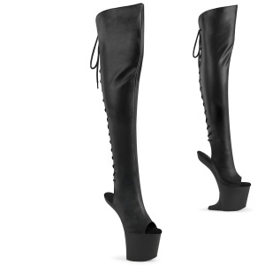 Vegan 20 cm CRAZE-3019 Heelless platform overknee boots pony heels black