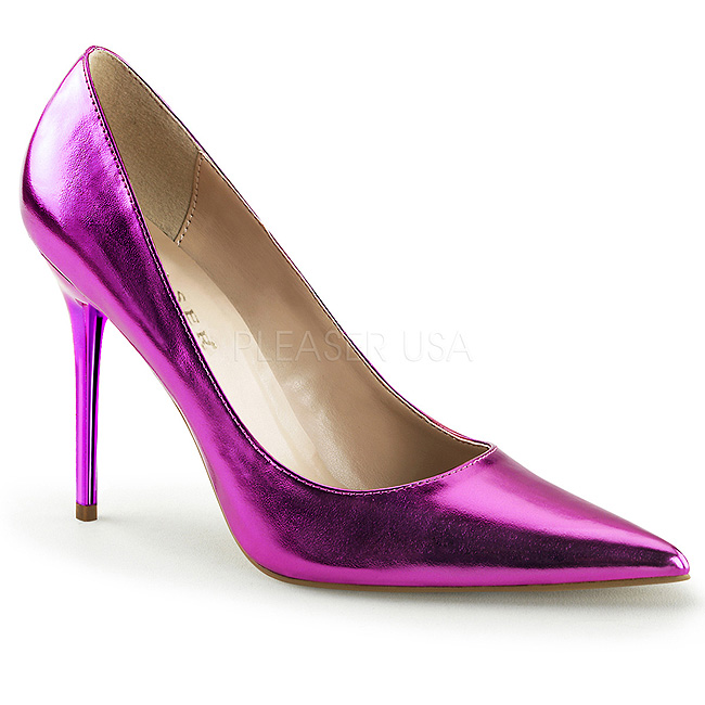 purple metallic shoes