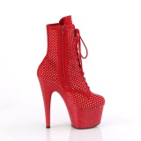 ADORE-1020RM 18 cm pleaser high heels ankle boots strass red