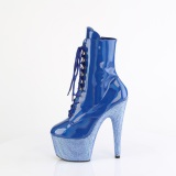 BEJ-1020-7 - 18 cm pleaser high heels ankle boots strass blue