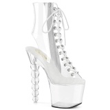 Beaded - 18 cm pleaser high heels ankle boots strass transparent