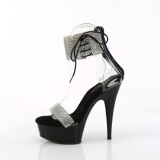 Black 15 cm DELIGHT-627RS platform high heels with ankle straps