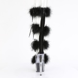 Black 18 cm ADORE-728F exotic pole dance high heel sandals with feathers