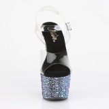 Black 18 cm BEJEWELED-708MS Pole dance high heels shoes rhinestones platform