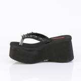 Black 9 cm FUNN-35 emo gothic platform womens mules