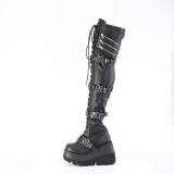 Black Vegan 11,5 cm SHAKER-420 overknee boots with laces