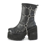 Black Vegan 12 cm ASSAULT-66 lolita ankle boots platform block heels