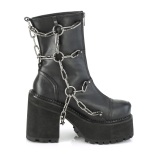 Black Vegan 12 cm ASSAULT-66 lolita ankle boots platform block heels