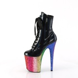 Black glitter 20 cm FLAMINGO-1020HG Exotic pole dance ankle boots