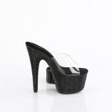 Black rhinestone 18 cm BEJEWELED-712RS pleaser high heels with ankle cuff