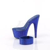 Blue 18 cm 712RS pleaser high heels with ankle cuff rhinestone platform