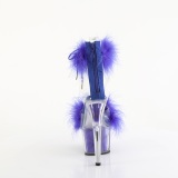 Blue 18 cm ADORE-724F exotic pole dance high heel sandals with feathers