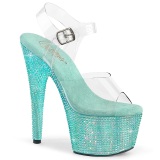 Blue 18 cm BEJEWELED-708RRS Pole dance high heels shoes rhinestones platform