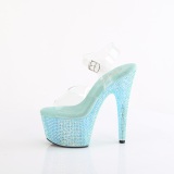 Blue 18 cm BEJEWELED-708RRS Pole dance high heels shoes rhinestones platform