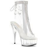 DELIGHT - 15 cm pleaser high heels ankle boots strass transparent