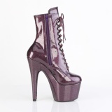 Eggplant glitter 18 cm high heels ankle boots platform