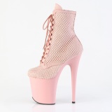 FLAMINGO-1020RM 20 cm pleaser high heels ankle boots strass rose