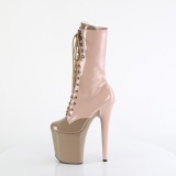 FLAMINGO-1054DC - 20 cm platform high heel boots patent dusty