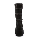 Faux Fur Trim 11,5 cm BEAR-202 emo alternative womens boots pyramid platform in black