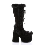 Faux fur trim goth 13 cm womens gothic chunky platform boots black