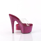 Fuchsia 18 cm 712RS pleaser high heels with ankle cuff rhinestone platform