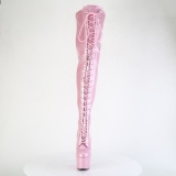 Glitter 18 cm ADORE-3020GP Rose thigh high boots with laces high heels