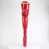 Glitter 20 cm FLAMINGO-3020GP Red thigh high boots with laces high heels