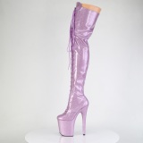 Glitter 20 cm FLAMINGO-3020GP purple thigh high boots with laces high heels