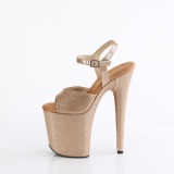 Golden high heels 20 cm FLAMINGO-809GP glitter platform high heels