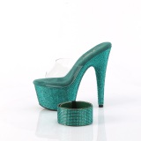 Green 18 cm 712RS pleaser high heels with ankle cuff rhinestone platform