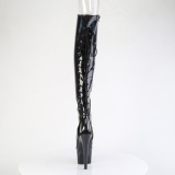 Hologram 18 cm ADORE-3019HWR black thigh high boots open toe with lace up