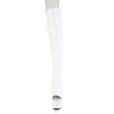 Hologram 18 cm ADORE-3019HWR white thigh high boots open toe with lace up