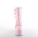 Hologram 9 cm DAMNED-225 emo calf-high women boots platform with buckles rose