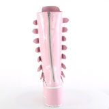 Hologram 9 cm DAMNED-318 emo knee high women boots platform with buckles rose