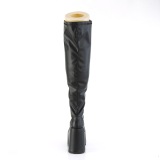 Leatherette 13 cm goth thigh high stretch overknee boots with wide calf