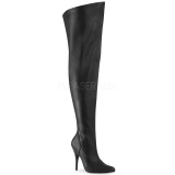 Leatherette 13 cm thigh high stretch overknee boots with wide calf