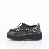 Leatherette 5 cm EMILY-32 Black punk shoes with laces