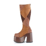 Leatherette hippie 13 cm CAMEL-280 gothic chunky platform boots brown