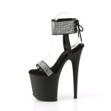 Leatherette rhinestone 20 cm FLAMINGO-870 pleaser high heels with ankle cuff