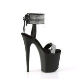 Leatherette rhinestone 20 cm FLAMINGO-870 pleaser high heels with ankle cuff